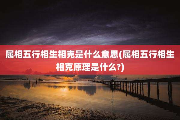属相五行相生相克是什么意思(属相五行相生相克原理是什么?)