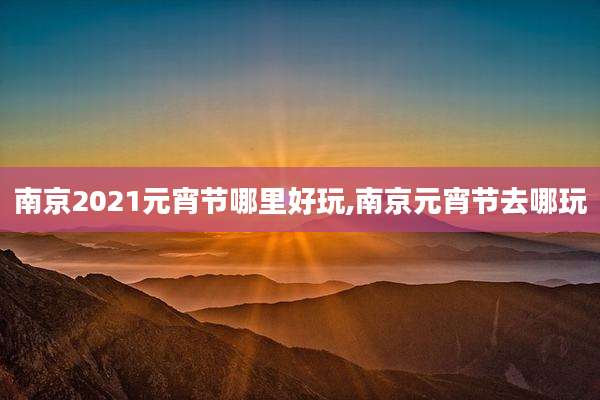 南京2021元宵节哪里好玩,南京元宵节去哪玩