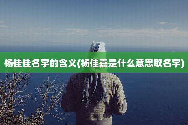 杨佳佳名字的含义(杨佳嘉是什么意思取名字)