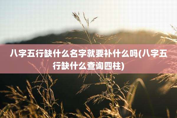 八字五行缺什么名字就要补什么吗(八字五行缺什么查询四柱)