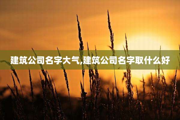 建筑公司名字大气,建筑公司名字取什么好