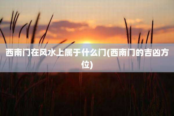 西南门在风水上属于什么门(西南门的吉凶方位)