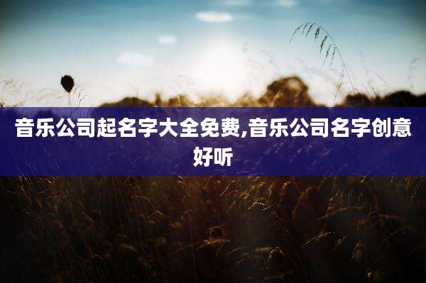 音乐公司起名字大全免费,音乐公司名字创意好听
