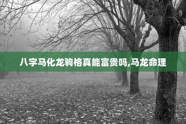 八字马化龙驹格真能富贵吗,马龙命理