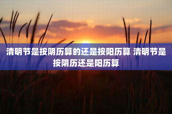 清明节是按阴历算的还是按阳历算 清明节是按阴历还是阳历算