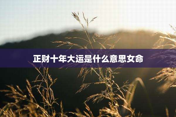 正财十年大运是什么意思女命