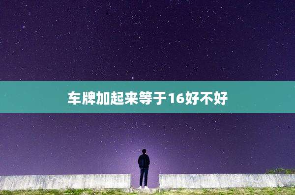 车牌加起来等于16好不好