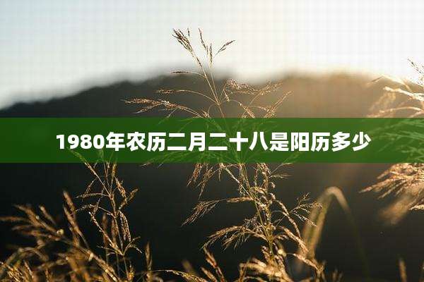 1980年农历二月二十八是阳历多少
