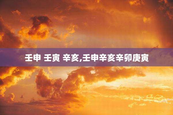 壬申 壬寅 辛亥,壬申辛亥辛卯庚寅