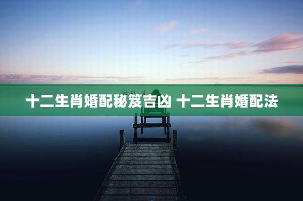十二生肖婚配秘笈吉凶 十二生肖婚配法