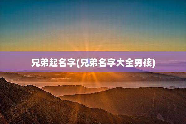 兄弟起名字(兄弟名字大全男孩)
