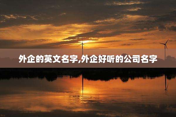 外企的英文名字,外企好听的公司名字