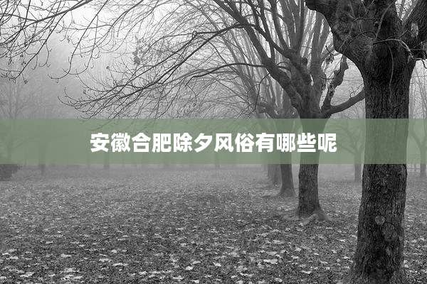 安徽合肥除夕风俗有哪些呢