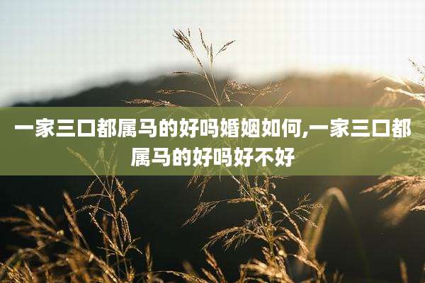 一家三口都属马的好吗婚姻如何,一家三口都属马的好吗好不好