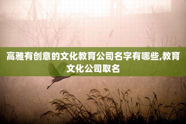 高雅有创意的文化教育公司名字有哪些,教育文化公司取名