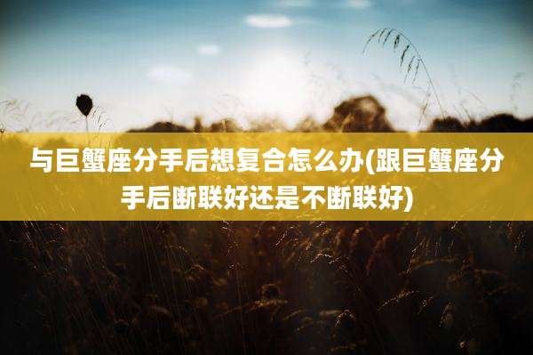 与巨蟹座分手后想复合怎么办(跟巨蟹座分手后断联好还是不断联好)