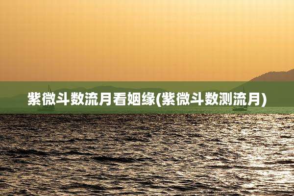 紫微斗数流月看姻缘(紫微斗数测流月)