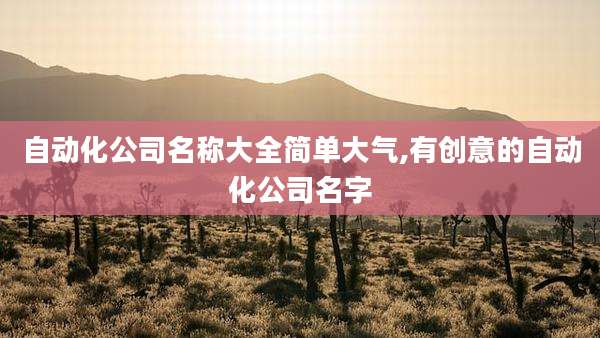自动化公司名称大全简单大气,有创意的自动化公司名字