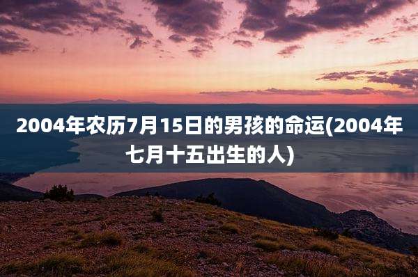 2004年农历7月15日的男孩的命运(2004年七月十五出生的人)