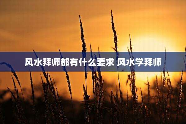 风水拜师都有什么要求 风水学拜师