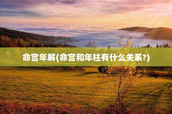 命宫年解(命宫和年柱有什么关系?)