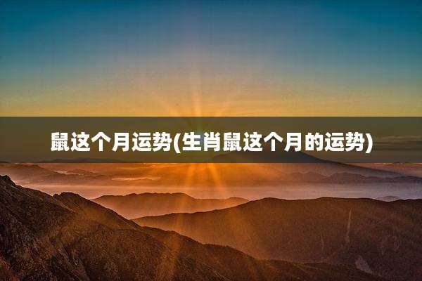 鼠这个月运势(生肖鼠这个月的运势)