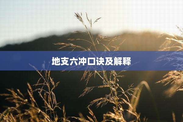 地支六冲口诀及解释