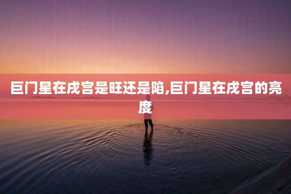 巨门星在戌宫是旺还是陷,巨门星在戌宫的亮度