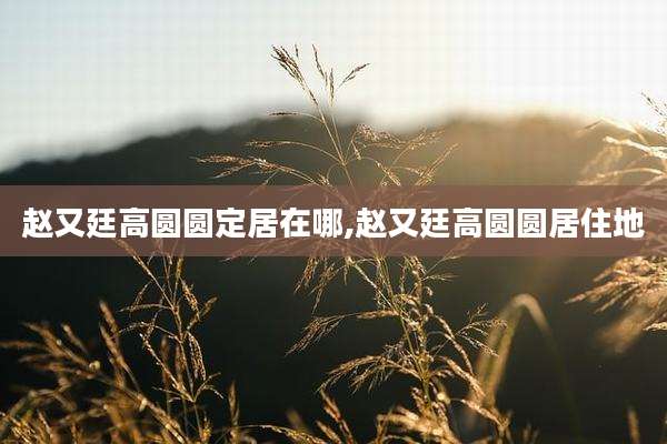 赵又廷高圆圆定居在哪,赵又廷高圆圆居住地