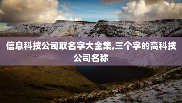 信息科技公司取名字大全集,三个字的高科技公司名称