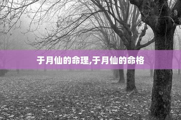 于月仙的命理,于月仙的命格