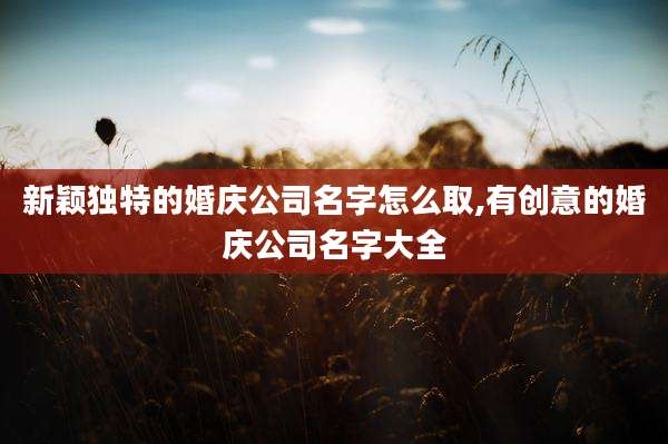 新颖独特的婚庆公司名字怎么取,有创意的婚庆公司名字大全