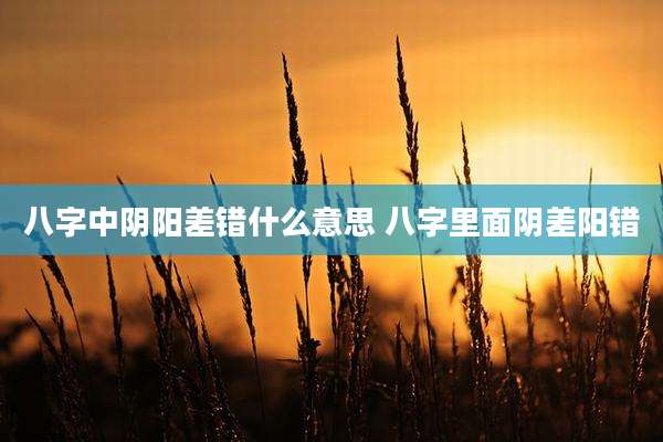 八字中阴阳差错什么意思 八字里面阴差阳错