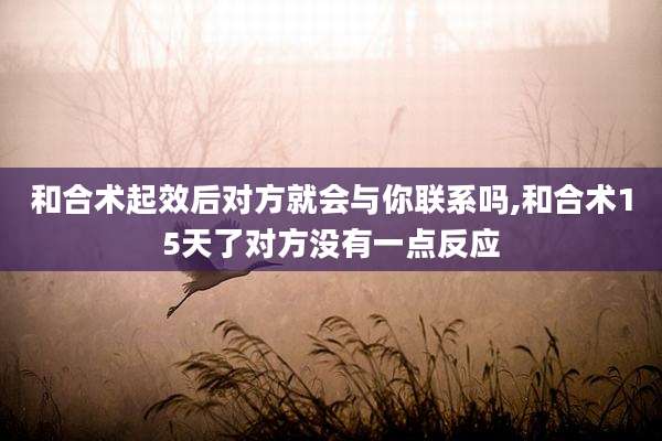 和合术起效后对方就会与你联系吗,和合术15天了对方没有一点反应