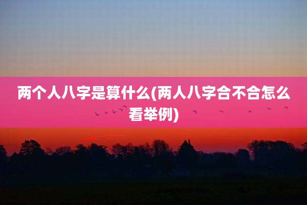 两个人八字是算什么(两人八字合不合怎么看举例)