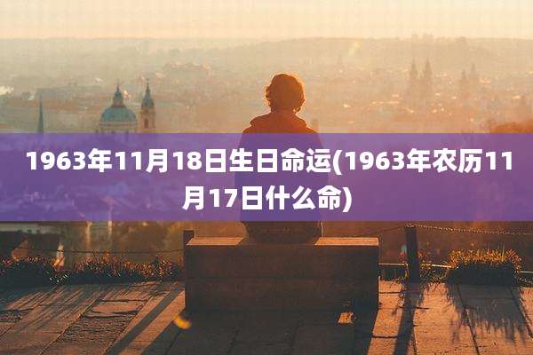 1963年11月18日生日命运(1963年农历11月17日什么命)