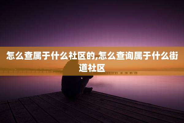 怎么查属于什么社区的,怎么查询属于什么街道社区