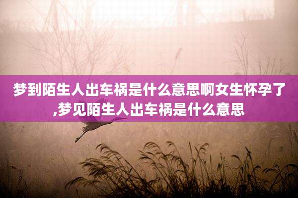 梦到陌生人出车祸是什么意思啊女生怀孕了,梦见陌生人出车祸是什么意思