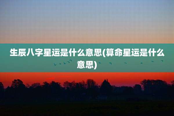 生辰八字星运是什么意思(算命星运是什么意思)