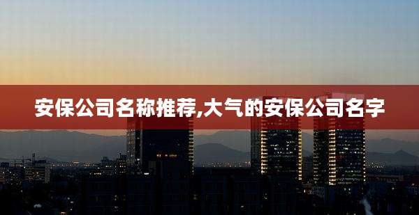 安保公司名称推荐,大气的安保公司名字