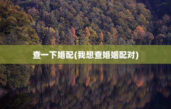 查一下婚配(我想查婚姻配对)