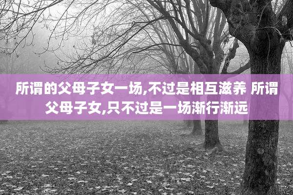 所谓的父母子女一场,不过是相互滋养 所谓父母子女,只不过是一场渐行渐远