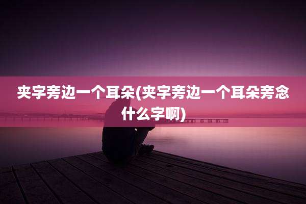 夹字旁边一个耳朵(夹字旁边一个耳朵旁念什么字啊)