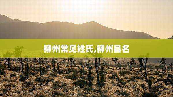 柳州常见姓氏,柳州县名