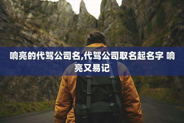 响亮的代驾公司名,代驾公司取名起名字 响亮又易记