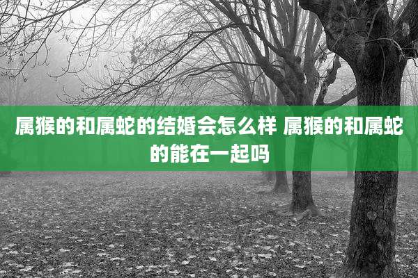 属猴的和属蛇的结婚会怎么样 属猴的和属蛇的能在一起吗