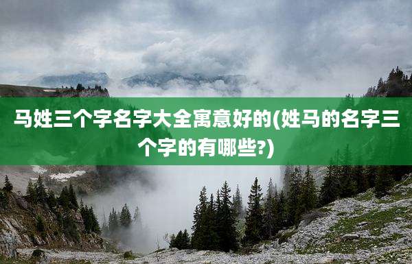 马姓三个字名字大全寓意好的(姓马的名字三个字的有哪些?)