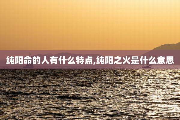 纯阳命的人有什么特点,纯阳之火是什么意思