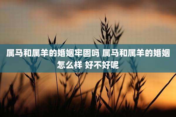 属马和属羊的婚姻牢固吗 属马和属羊的婚姻怎么样 好不好呢