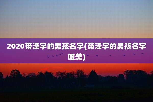 2020带泽字的男孩名字(带泽字的男孩名字唯美)